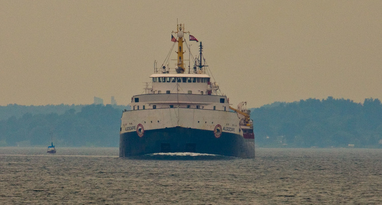 The lake freighter which ply the St. Lawrence Seaway do not give way to recreational vessels